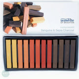 Compressed Charcoal Sketching Sticks box of 12- Sepia & Sanguine, by Seawhite