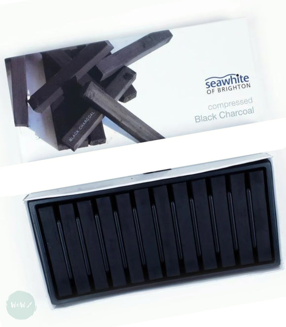 Compressed Charcoal Sketching Sticks box of 12- Black, by Seawhite
