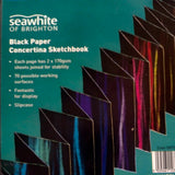 CONCERTINA PAPER - Hardback Sketchbook -  SEAWHITE 170gsm – BLACK PAPER - A5
