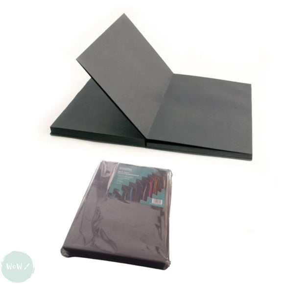 CONCERTINA PAPER - Hardback Sketchbook -  SEAWHITE 170gsm – BLACK PAPER - A5