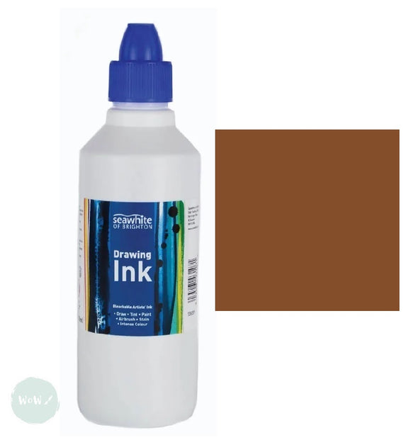 Drawing Ink -  Seawhite - ART INK - 500ml Bottle- Burnt Sienna