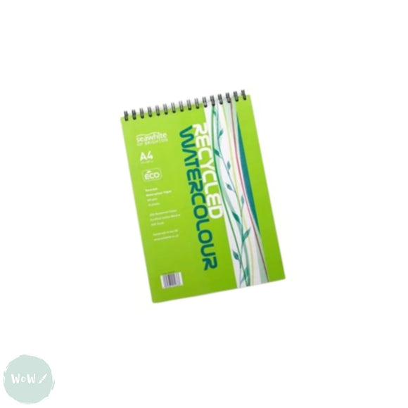 WATERCOLOUR PAPER PAD - Spiral bound - SEAWHITE - 25% Cotton RECYCLED - NOT Surface - 300gsm - A4