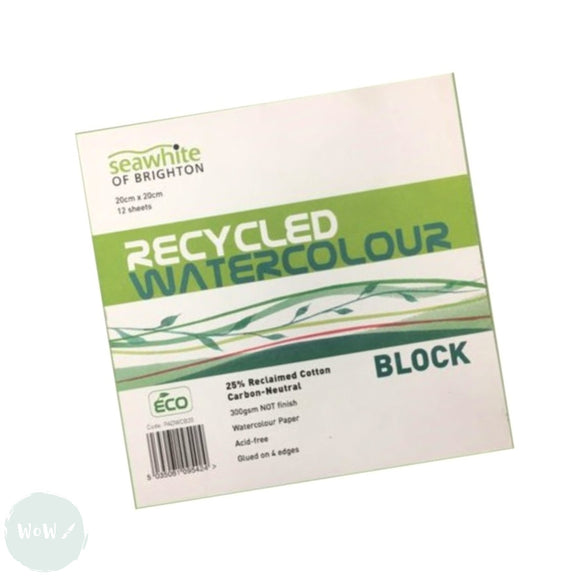 Watercolour Paper - BLOCK -  Seawhite - RECYCLED - 300gsm (140lb) - Cold pressed - 20 x 20 cm