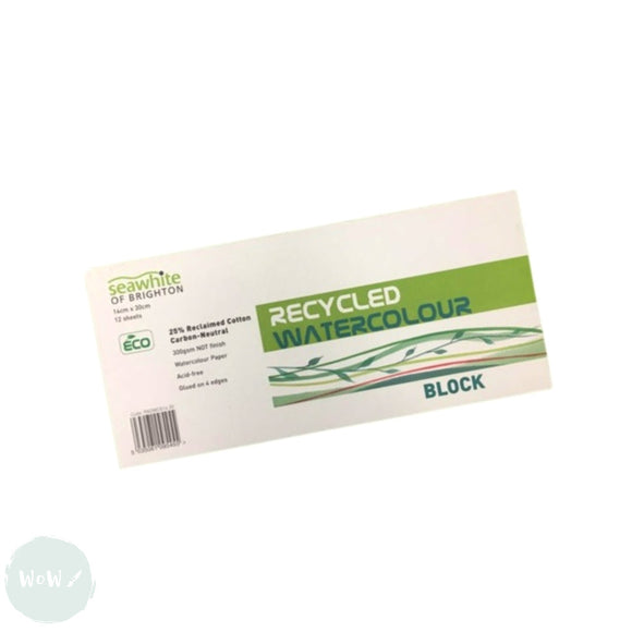 Watercolour Paper - BLOCK -  Seawhite - RECYCLED - 300gsm (140lb) - Cold pressed - 14 x 30 cm