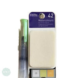 WATERCOLOUR PAINT SET - SEAWHITE - Watercolour Pan Fan - 42 colours & 2 Waterbrush pens