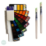 WATERCOLOUR PAINT SET - SEAWHITE - Watercolour Pan Fan - 42 colours & 2 Waterbrush pens