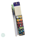 WATERCOLOUR PAINT SET - SEAWHITE - Watercolour Pan Fan - 42 colours & 2 Waterbrush pens