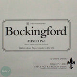 WATERCOLOUR PAPER PAD - Bockingford - MIXED SURFACE - 300gsm - HP, NOT & ROUGH - A4