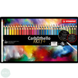 Pastel Pencil Sets - STABILO CarbOthello – Tin 60 assorted, Blending stump, Sharpener & Eraser