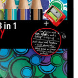 WATER-SOLUBLE WAX PASTEL PENCIL -  Stabilo - WOODY 3 in 1 - 10 assorted colours & sharpener