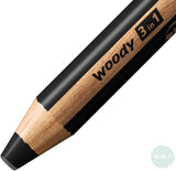 WATER-SOLUBLE WAX PASTEL PENCIL -  Stabilo - WOODY 3 in 1 - Single - BLACK