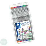 Fineliner Pigment Pen Set - Staedtler 308 - Set of 6- 0.5 mm Red, Blue, Orange, Green, Violet & Brown