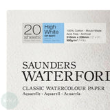 Watercolour Paper - BLOCK - Saunders WATERFORD - 140lb / 300gsm - HIGH WHITE - NOT Surface -  12 x 9"