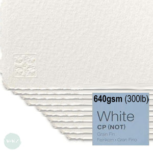 WATERCOLOUR PAPER - Saunders WATERFORD - WHITE -  10 SHEETS - 640 gsm (300lb) 22 x 30" – NOT (CP, Cold Pressed))