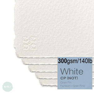 WATERCOLOUR PAPER - Saunders WATERFORD - WHITE - 5 SHEETS – 300 gsm (140lb) - 22 x 30" - NOT (Cold Pressed)