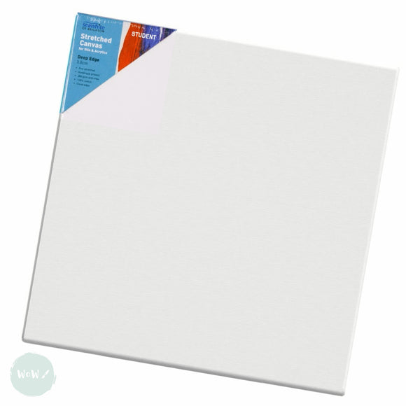 DEEP EDGE White Primed Stretched 100% Cotton Canvas 350gsm  -  SINGLES - 100 x 100 cm (approx. 40 x 40