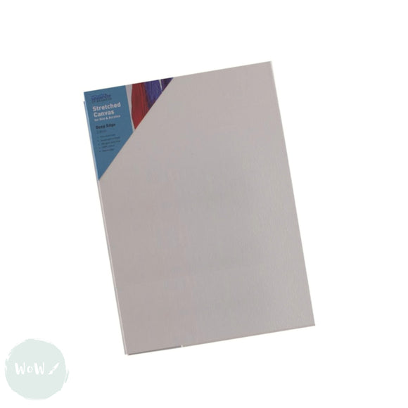 DEEP EDGE White Primed Stretched 100% Cotton Canvas 350gsm  - A2 (420 x 594 mm, 16.5 x 23.4”)