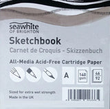 HARDBACK SKETCHBOOK - Square Bound - White Paper -  WHITE COVER - A4 - 46 sheets - 140gsm all media paper