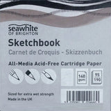 HARDBACK SKETCHBOOK - Square Bound - White Paper -  SQUARE & CHUNKY - Black Cloth Cover - 195mm - 90 sheets 140 gsm All-Media Cartridge