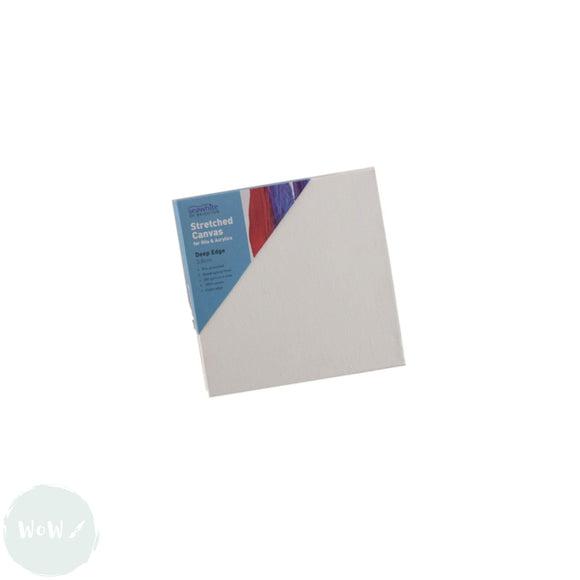 DEEP EDGE White Primed Stretched 100% Cotton Canvas 350gsm  -   – 15 x 15 cm (approx. 6 x 6”)