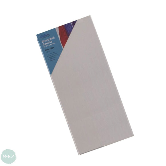 DEEP EDGE White Primed Stretched 100% Cotton Canvas 350gsm - SINGLES - 30 x 100 cm (approx, 12 x 40