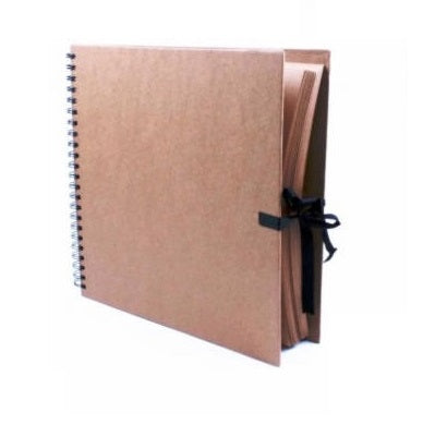 Kraft paper 170gsm, 300mm square Hardback, tie- up, Spiral bound Work / Display Book