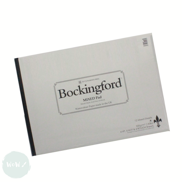 WATERCOLOUR PAPER PAD - Bockingford - MIXED SURFACE - 300gsm - HP, NOT & ROUGH -A3