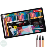 Felt Tip Colouring Pens - STABILO Pen 68, 68 Brush & 88 - Metal Tin - 30 - Ten assorted colours LESS THAN HALF PRICE