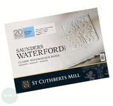 Watercolour Paper - BLOCK - Saunders WATERFORD - 140lb / 300gsm - NOT Surface -  16 x 12"