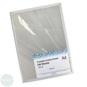 Acetate- Printable (colour copier & laser print compatible) Clear 100 micron Pack of 100 SHEETS- A4