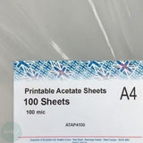 Acetate- Printable (colour copier & laser print compatible) Clear 100 micron Pack of 100 SHEETS- A4