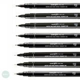 Fineliner Pigment Pen Set - Uni-ball UNI PIN - Black - DRAW & SKETCH SET - 8 Assorted