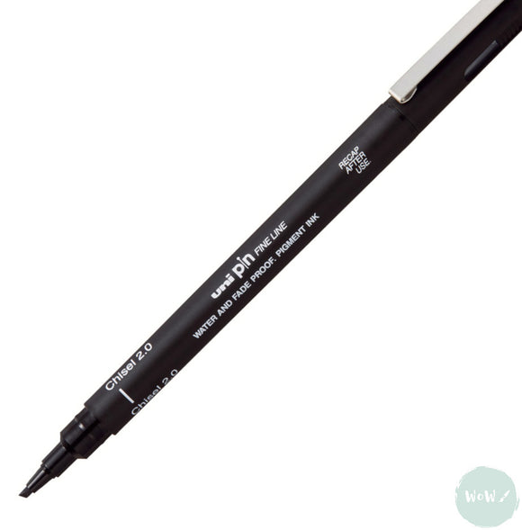 Uniball - Uni-PIN - Fine line Pigment Pen - BLACK – CHISEL 2 mm