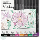 Fineliner Pigment Pen Set - Uni-ball UNI PIN - MULTI-COLOUR - SKETCHIING SET - 8 Assorted