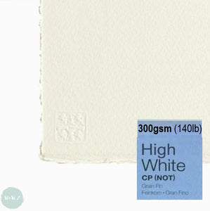 WATERCOLOUR PAPER - Saunders WATERFORD – HIGH WHITE – single sheet – 300 gsm (140lb) 22 x 30" -  NOT (Cold Pressed)