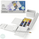 Watercolour Paint Sets - Winsor & Newton COTMAN – FIELD BOX - 12 x Half Pans, Sponge & Brush