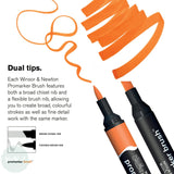 GRAPHIC MARKER PEN - Winsor & Newton - ProMarker BRUSH - 12+1 Set- 12 Assorted VIBRANT TONES plus FREE BLENDER