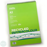 WATERCOLOUR PAPER PAD - Spiral bound - SEAWHITE - 25% Cotton RECYCLED - NOT Surface - 300gsm - A3