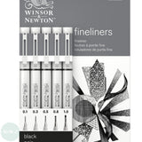 Fineliner Pigment Pen Set - Winsor & Newton - 5 ASSORTED WIDTHS - BLACK
