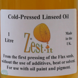 Oil Painting Oils- ZEST-IT - COLD PRESSED Linseed - 1 Litre (1000ml)