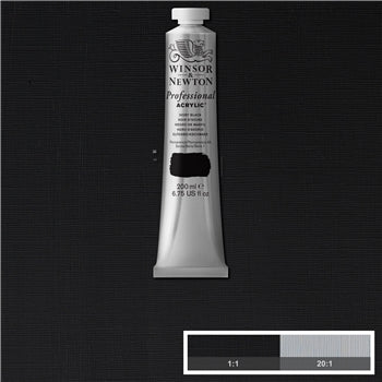 ACRYLIC PAINT - Winsor & Newton PROFESSIONAL - 200ml Tube -  Ivory Black