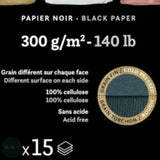BLACK Watercolour Paper Pad - Clairefontaine - ETIVAL - Rough & Cold Pressed Surface - 300gsm - A4