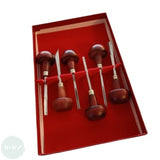 BLOCK / LINO PRINTING - CUTTING TOOL - DELUXE Wooden Mushroom Head Handles - 6 assorted set