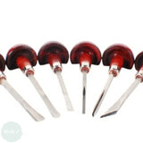 BLOCK / LINO PRINTING - CUTTING TOOL - DELUXE Wooden Mushroom Head Handles - 6 assorted set