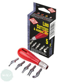 BLOCK / LINO PRINTING - CUTTING TOOL - ESSDEE  L5S Five assorted blades and Handle set