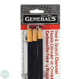 Charcoal Pencil - General's PEEL & SKETCH pack of 3 Hard, Medium & Soft plus eraser