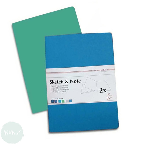 Softback Sketchbook - Hahnemuhle PACK OF 2 - Sketch & Note pads, 125 g/m² - A4 - BLUE BUNDLE - Delphinium/Menthe