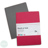 Softback Sketchbook - Hahnemuhle PACK OF 2 - Sketch & Note pads, 125 g/m² - A4 - GREY/PINK BUNDLE - Laurier/Fuchsia