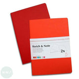 Softback Sketchbook - Hahnemuhle PACK OF 2 - Sketch & Note pads, 125 g/m² - A4 - RED BUNDLE - Cerise/Paprika