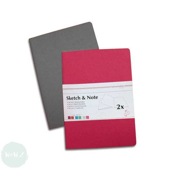 Softback Sketchbook - Hahnemuhle PACK OF 2 - Sketch & Note pads, 125 g/m² - A5 - GREY/PINK BUNDLE - Laurier/Fuchsia